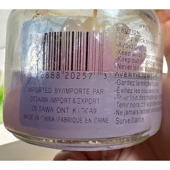 Lotus Flower Glass Jar Candles Set Of 2 Green & Purple 3" Tall - Picture 6 of 6